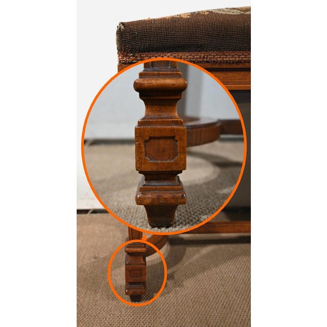 Long Rectangular Walnut Bench, 1910s For Sale - Image 11 of 18