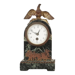 Antique Empire Gilt Bronze and Marble Desk Clock