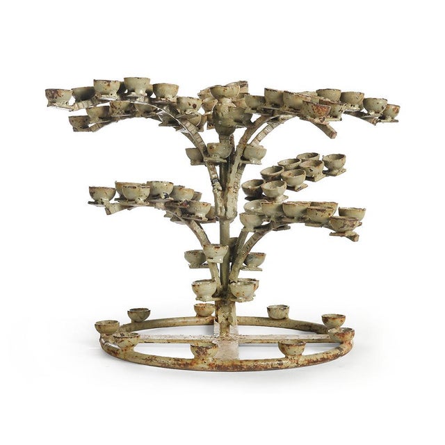 Patinated Metal Candleholder For Sale - Image 5 of 5