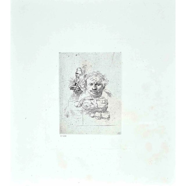 Sheet of Studies with the Head of the Artist is an etching on ivory-colored paper realized after an etching by Rembrandt....
