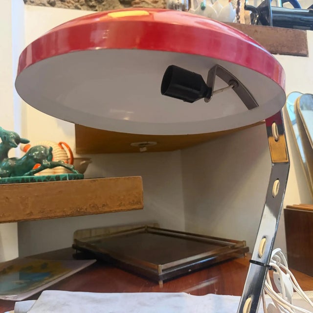 A 1960s Mid-Century Modern Red Metal and Steel Italian Desk Lamp For Sale - Image 13 of 14