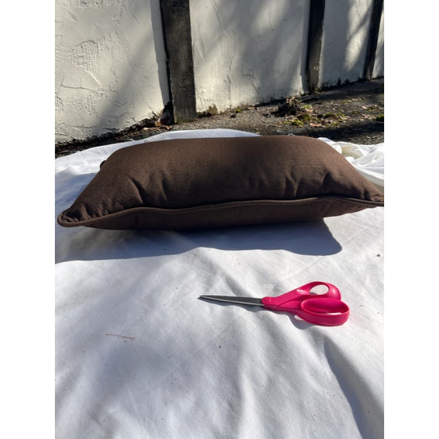 Traditional Brown Sunbrella Throw Pillow For Sale - Image 3 of 4