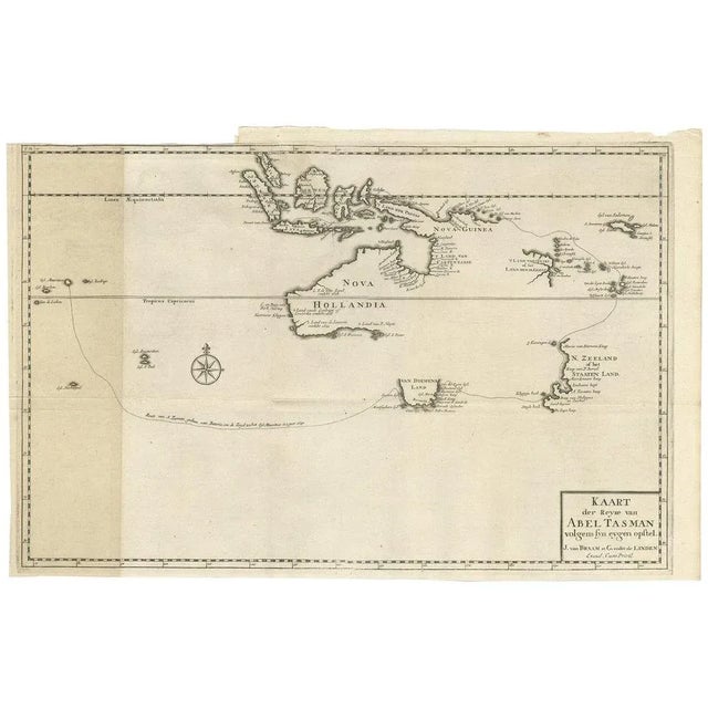 Early Map of Australasia with the Route of Abel Tasman, 1726 For Sale - Image 6 of 6