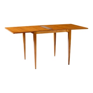 Gio Ponti for Singer & Son Mid Century Teak and Brass Flip Top Expanding Game Dining Table For Sale