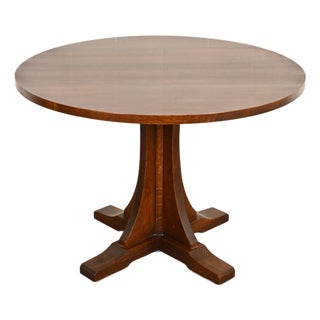 Stickley Mission Oak Arts & Crafts Pedestal Center Table or Breakfast Table For Sale