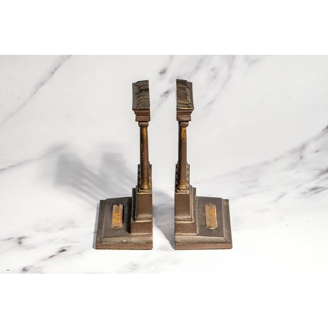 Metal Stately Antique Cast Iron Bradley & Hubbard Temple of Saturn Architectural Roman Forum Grand Tour Style Bookends Home Decor For Sale - Image 7 of 13