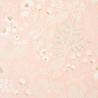 Schumacher Emaline Embroidery Fabric in Blush For Sale