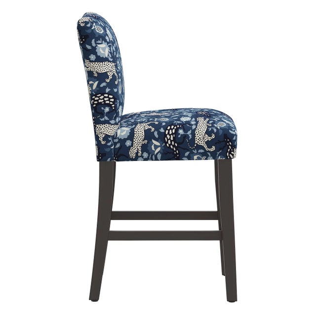 Transitional Counter Stool in Leopard Blue For Sale - Image 3 of 8