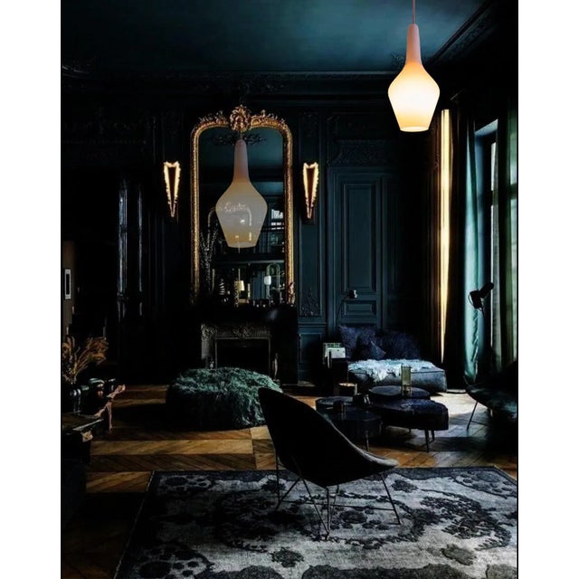 1970s Italian Stilnovo Vintage Pendant in Opaline Glass, 1970s For Sale - Image 5 of 11