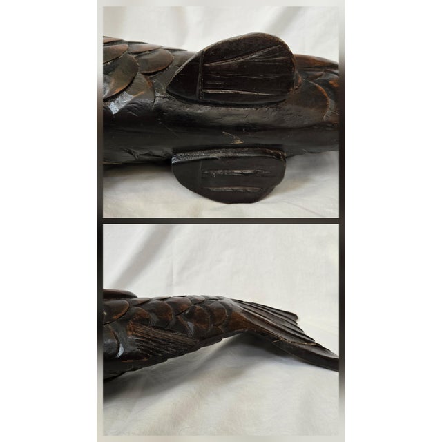 Antique Japanese Carved Wood Koi Fish Jizaikagi Pot Hook Meiji Period For Sale - Image 18 of 18