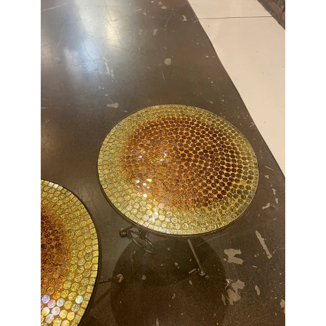 Pair of Italian Gold Folding Mosaic Side Tables For Sale - Image 4 of 10