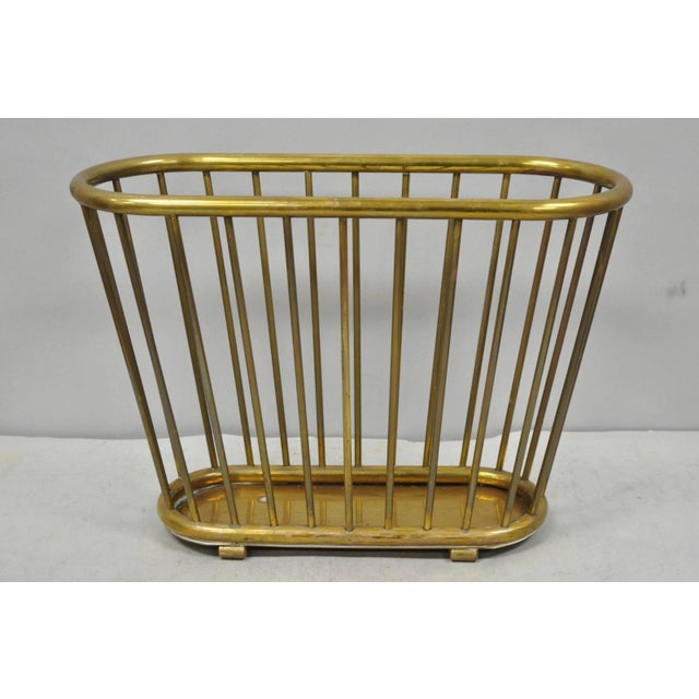 Vintage Gatco Mid Century Modern Solid Brass Spindle Modernist Magazine Rack For Sale - Image 16 of 16