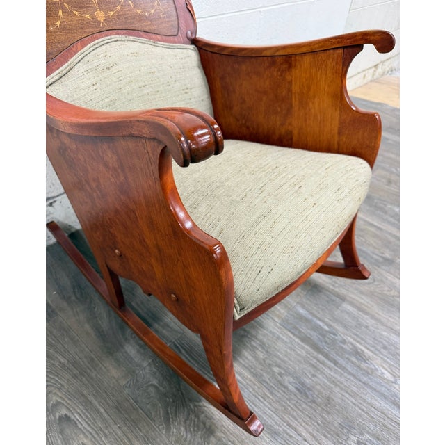 Early 20th Century Antique Victorian Mahogany Rocking Chair For Sale - Image 5 of 13