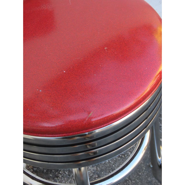 Retro Mid Century Modern Swivel Red Vinyl and Chrome Barstools 6350 For Sale - Image 18 of 18