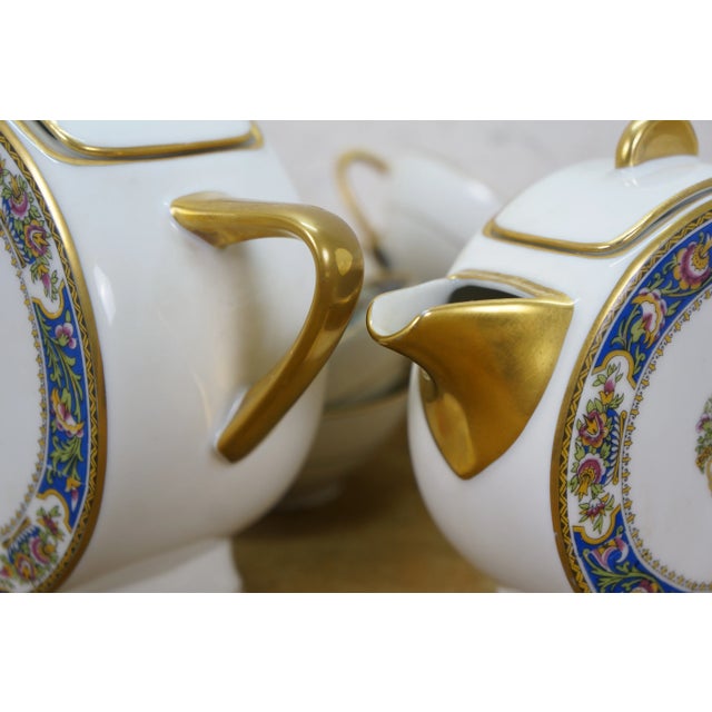 Blue Antique Art Deco TLB Limoges Touze Lemaître Frères & Blancher Tea Coffee Set- 11 Pieces For Sale - Image 8 of 12