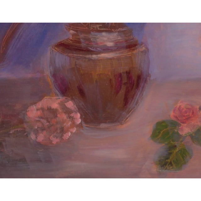 American Rose Vase Still Life, American Impressionist by Genevieve Rogers For Sale - Image 3 of 5