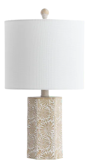 Ceramic Floral Table Lamp - Beige