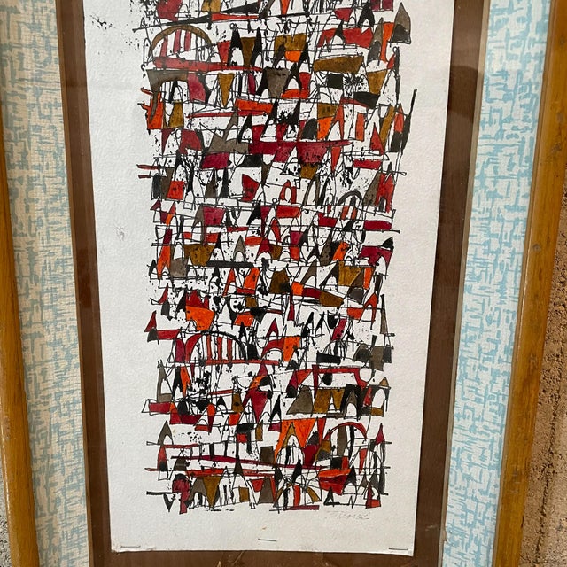 Mexican 1970s Modernist Mexican Style Abstract Ink Drawing on Paper For Sale - Image 3 of 12