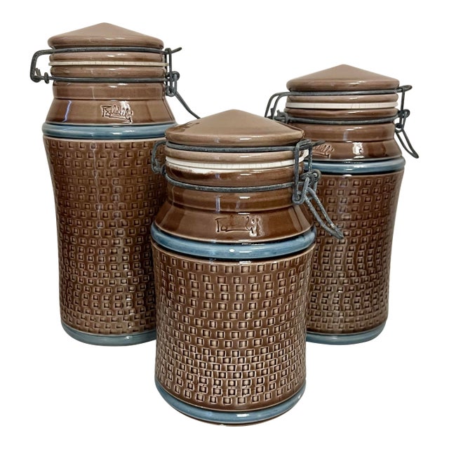 Mid Century Ceramic Italian Canister Signed Baldelli- Set of 3 For Sale