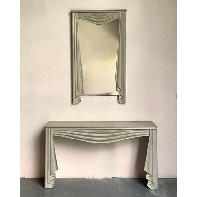Vintage Regency Carved Swag Console Table and Mirror For Sale In West Palm - Image 6 of 7
