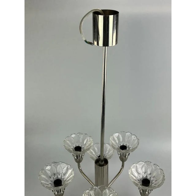 Mid-Century Space Age Chandelier in Metal & Glass, 1970s For Sale - Image 6 of 13