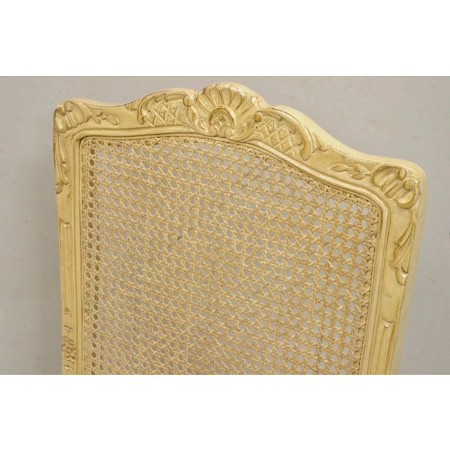 Mid 20th Century Vintage French Country Louis XV Style Cane Back Painted Dining Chairs - Set of 6 For Sale - Image 5 of 12