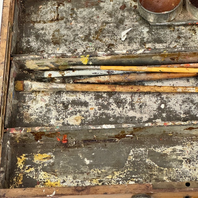 Vintage Wood Artist Portable Painting Box With Used Palette and Remnant Paint For Sale - Image 10 of 14