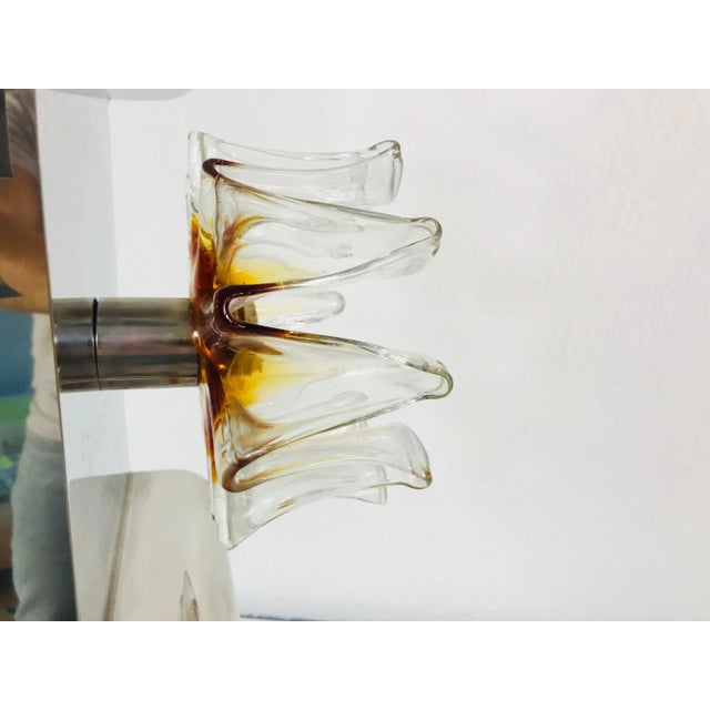 Metal 1970s Aluminum and Murano Glass Ceiling Light by Mazegga, Italy For Sale - Image 7 of 10