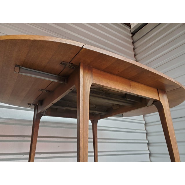 Wood Vintage Mid Century Modern Broyhill Brasilia Drop Leaf Dining Table | Sculpted Walnut Expandable Table | Iconic MCM Furniture For Sale - Image 7 of 10