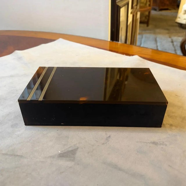 1970s Mid-Century Modern Faux Tortoiseshell Lucite Luxury Box Dior Home Style For Sale - Image 9 of 10