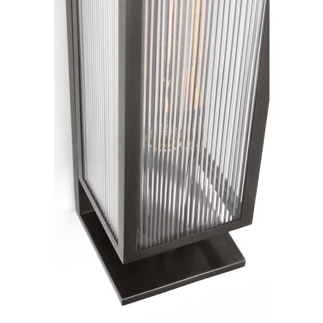 Visual Comfort Barbara Barry for Visual Comfort Signature York 24" Single Box Sconce in Bronze with Clear Ribbed Glass For Sale - Image 4 of 8