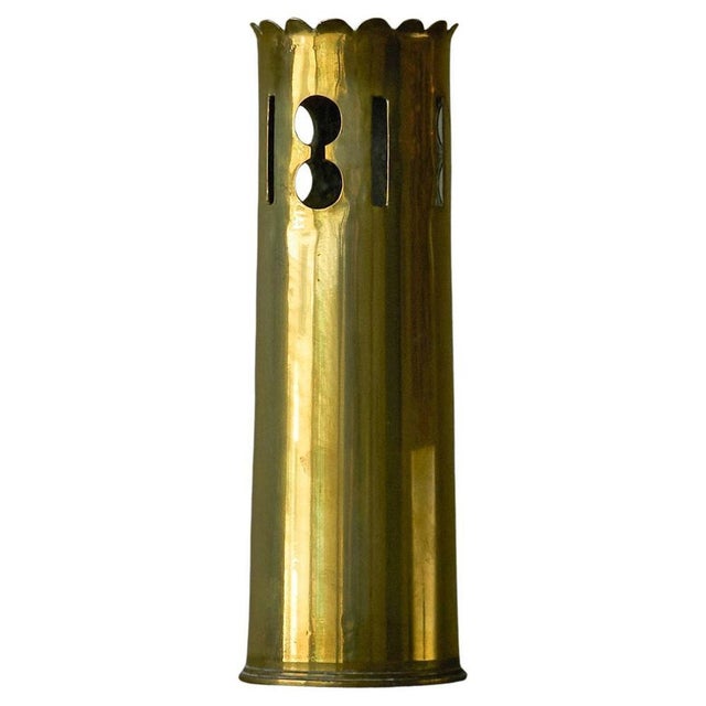 Vintage Vase in Patinated and Perforated Brass, 1930s For Sale - Image 15 of 15