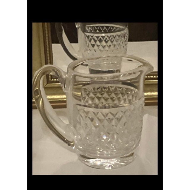 Waterford Crystal Collection of Antique & Vintage Creamer Sets: 1970 Waterford, 1880 Powell Bishop Ironstone, 1930 Trico Ngoya For Sale - Image 4 of 12