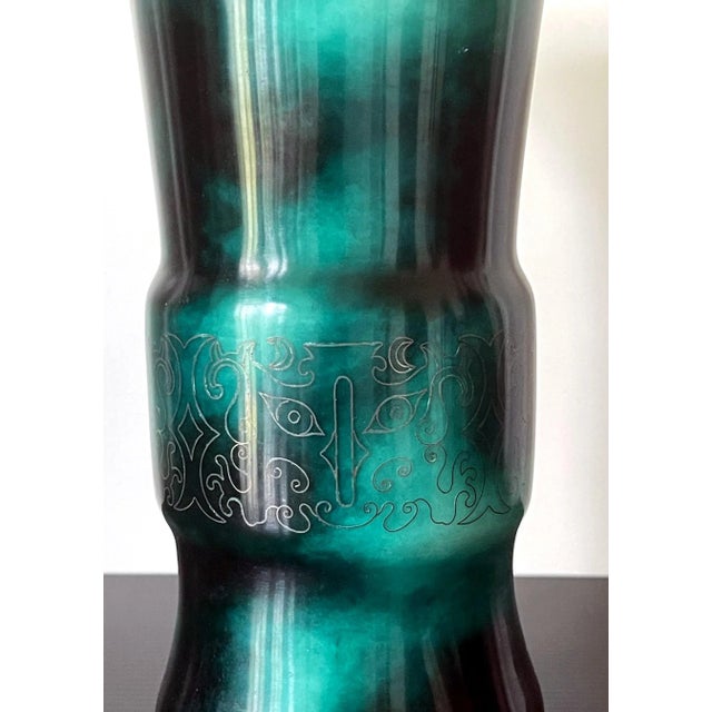 Japanese Cloisonne Vase with Silver Inlays by Ando Jubei For Sale - Image 9 of 12