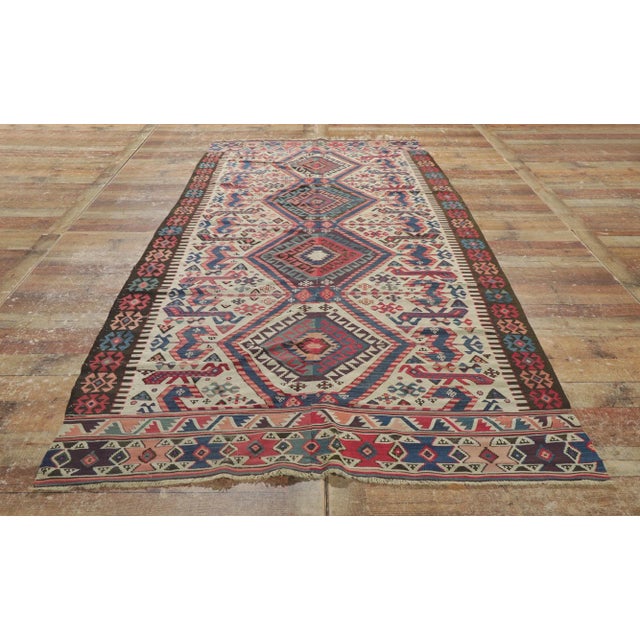 Beige Early 20th Century Antique Caucasian Kilim Rug, 05'01 X 10'09 For Sale - Image 8 of 10