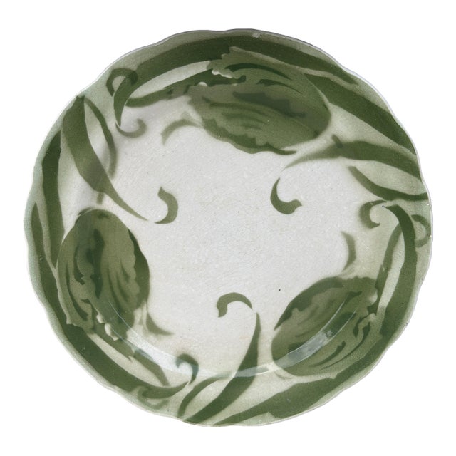 French Faience Green Tulip Plate Choisy Le Roi For Sale