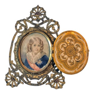 Late 19th Century Rare Anton Boehme Frame With Napoleon II Miniature Portrait Painting For Sale