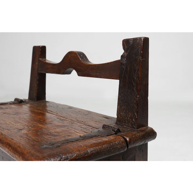 Antique French Wooden Stool with Storage For Sale - Image 9 of 13