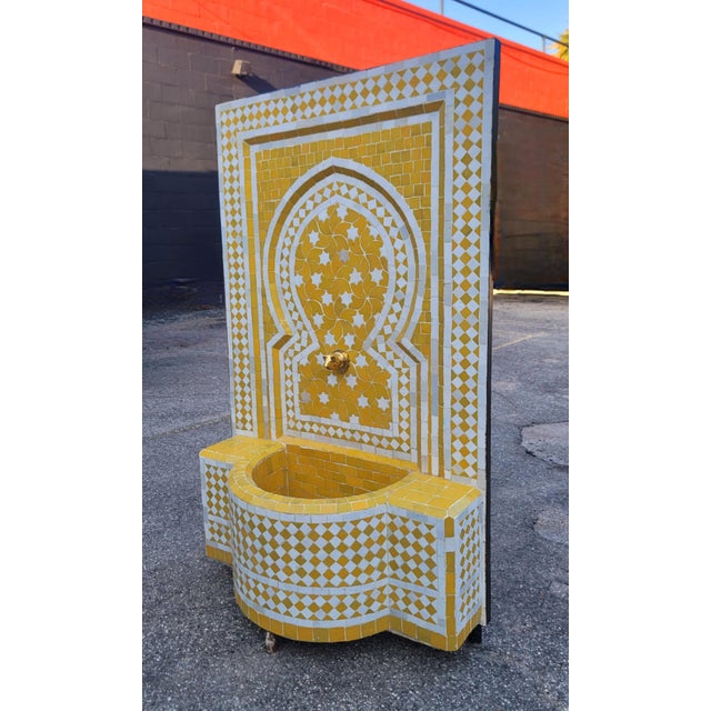 Moroccan Moroccan Yellow & White Mosaic Tile Fountain / Rafraf Style For Sale - Image 3 of 9