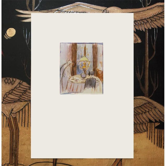 Royal Blue 1959 After Pierre Bonnard "The Yellow Lamp", Vintage Hungarian Full-Color Print For Sale - Image 8 of 10