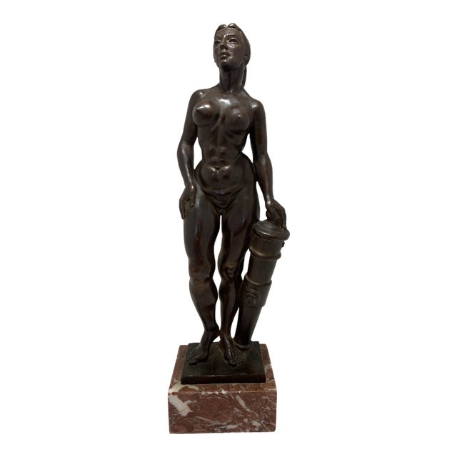 Woman With Canon Bronze Sculpture | Spero Anargyros Brutalist Elegance 1970s For Sale