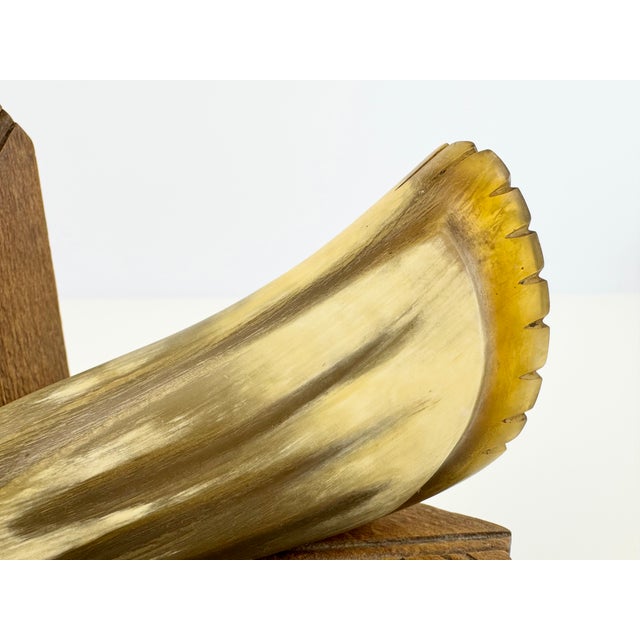 Vintage Carved Wood and Horn-Style Bird Bookends, a Pair For Sale - Image 10 of 14