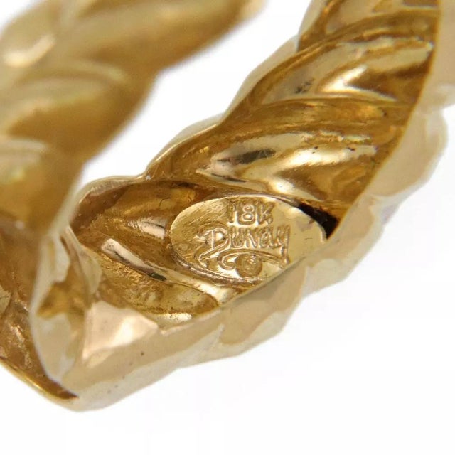 Contemporary 17k Yellow Gold Hammered Shrimp Design Hoop Clip-On Earrings For Sale - Image 3 of 5