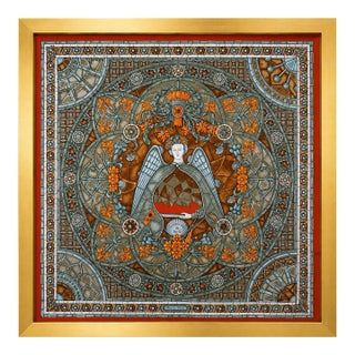 Authentic Original Hermès “Lumière De Paris” Framed Silk Scarf Art Advertisement Print Art Nouveau Angel French Luxury Wall Art For Sale