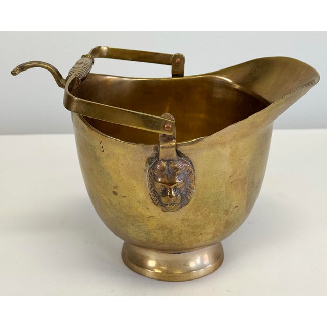 Vintage Handled Brass Lion Crest Coal Scuttle For Sale - Image 10 of 14