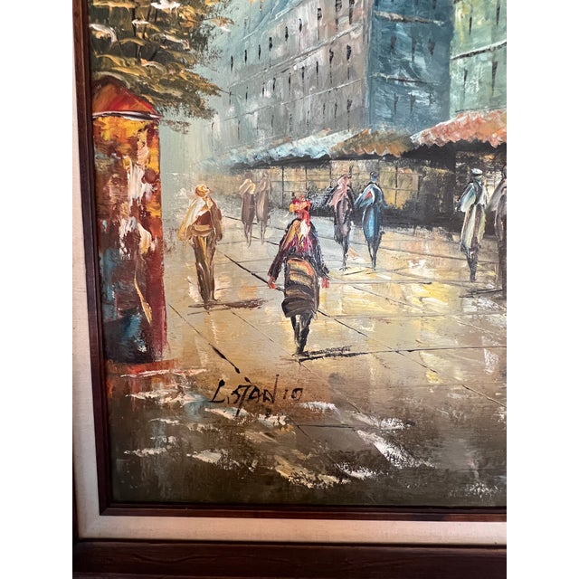 Vintage Mid Century French Paris Modernist Impressionist Canvas Framed Oil Painting Signed 1960s For Sale - Image 4 of 12