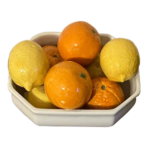 Italian Tromp l'Oeil Pottery Bowl of Faux Fruit Oranges and Lemons