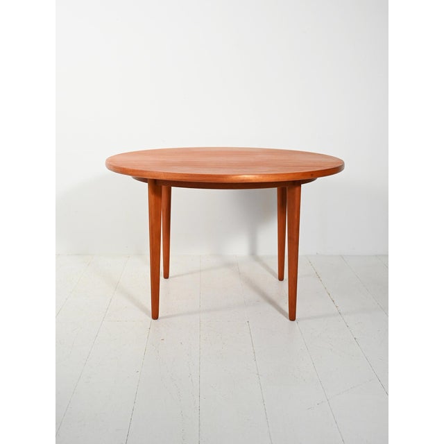 Swedish Extendable Round Teak Table, 1960s For Sale - Image 3 of 8