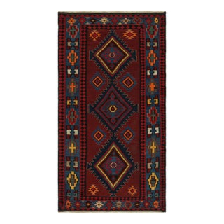 1950s Vintage Tribal Kilim Rug in Red With Polychromatic Patterns by Rug & Kilim For Sale