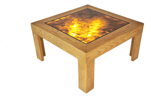 Mid-Century Modern Backlit Wood and Acrylic Glass Coffee Table, Italy, 1970s